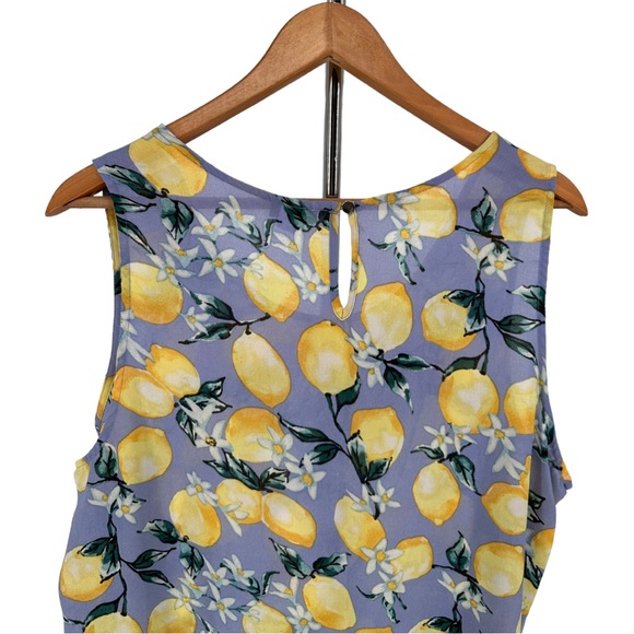 Torrid Lemon Print Sheer Sleeveless Twist Front Top size 1/1X - Picture 6 of 14